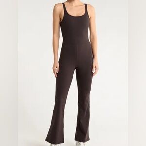 Yogalicious Women S Chocolate Mousse Felix Lux Rib Scarlett Flare Jumpsuit NWT